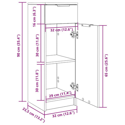 Armadio da Bagno Grigio Cemento 32x34x90cm in Legno Multistrato - homemem39