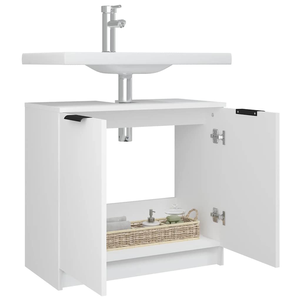 Armadietto da Bagno Bianco 64,5x33,5x59 cm in Legno Multistrato | homemem39
