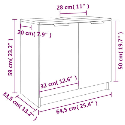 Armadietto da Bagno Bianco 64,5x33,5x59 cm in Legno Multistrato | homemem39