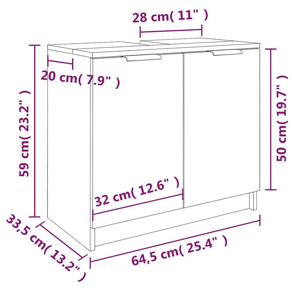 Mobile Bagno Grigio Cemento 64,5x33,5x59cm in Legno Multistrato | homemem39