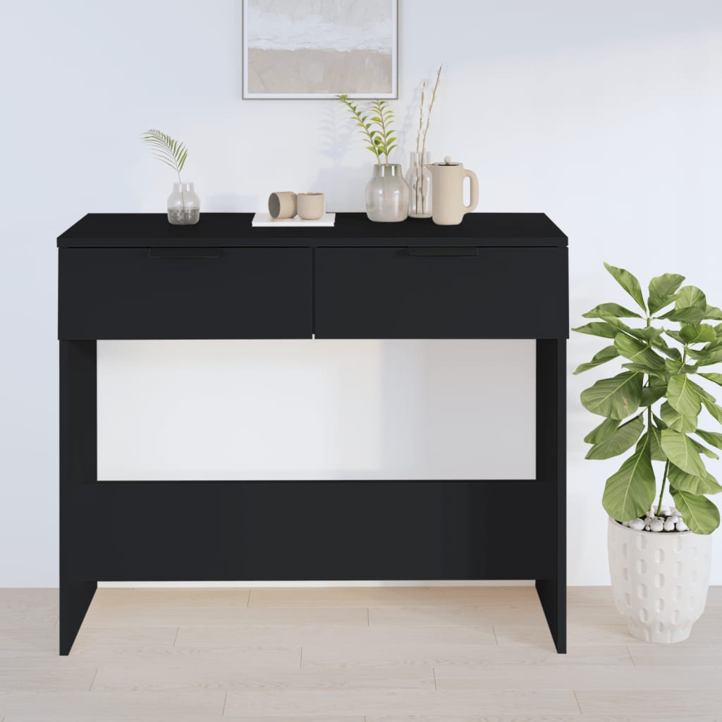 Tavolino Consolle Nero 90x36x75 cm in Legno Multistrato - homemem39