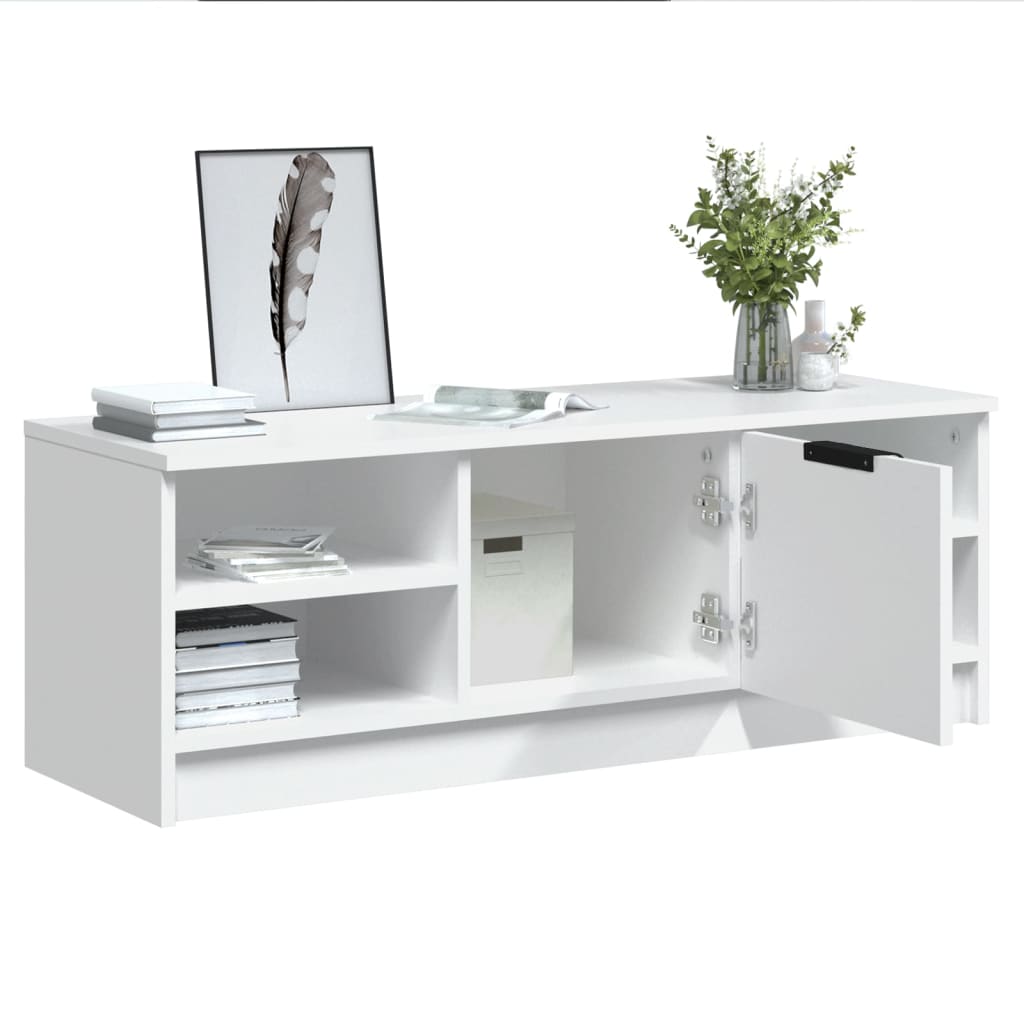 Mobile Porta TV Bianco 102x35,5x36,5 cm in Legno Multistrato - homemem39
