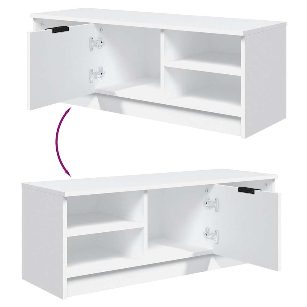 Mobile Porta TV Bianco 102x35,5x36,5 cm in Legno Multistrato