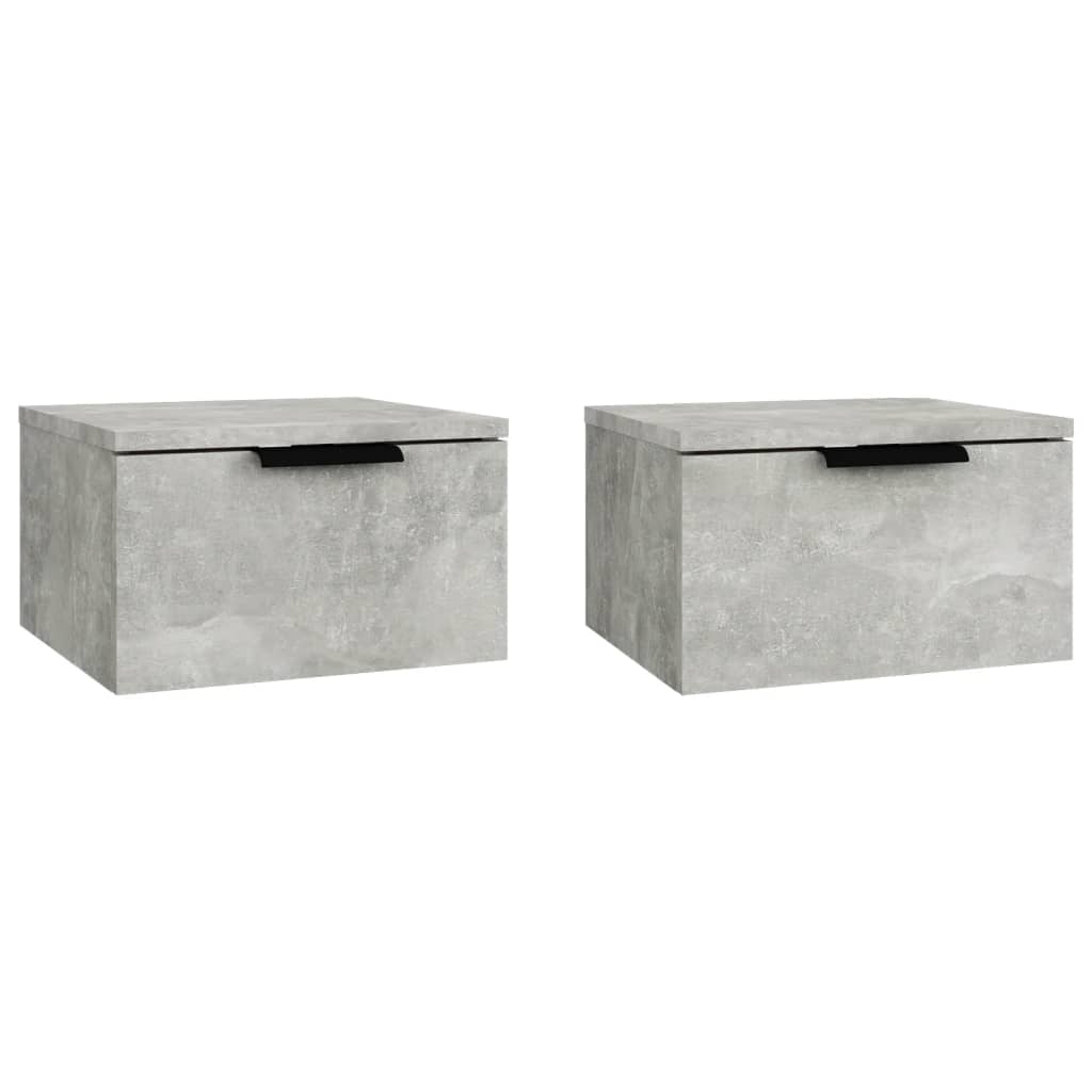 Comodini a Muro 2 pz Grigio Cemento 34x30x20 cm - homemem39