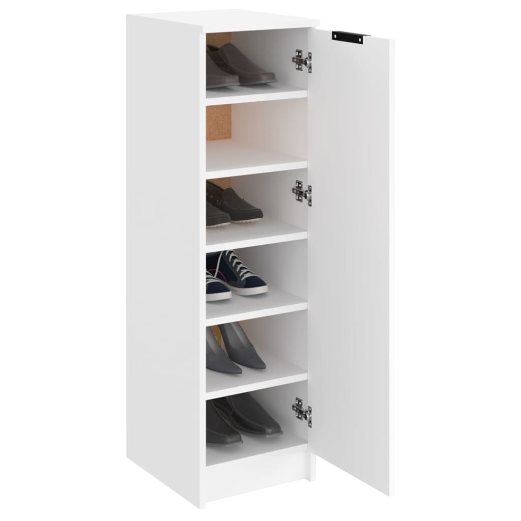 White Shoe Rack 30x35x100 cm in Multilayer Wood