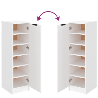 White Shoe Rack 30x35x100 cm in Multilayer Wood