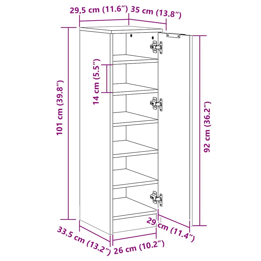 Scarpiera Nera 30x35x100 cm in Legno Multistrato - homemem39