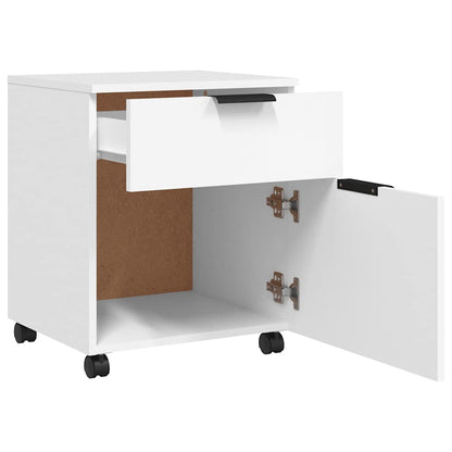 Schedario con Ruote Bianco 45x38x54 cm Legno Multistrato