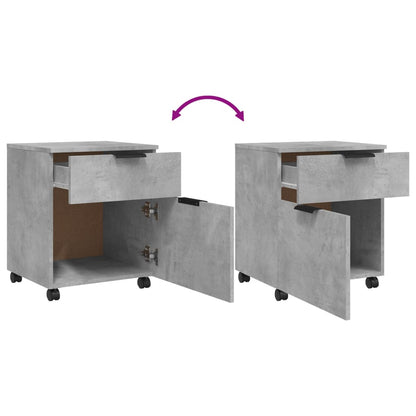 Schedario con Ruote Grigio Cemento 45x38x54cm Legno Multistrato - homemem39