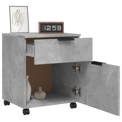 Schedario con Ruote Grigio Cemento 45x38x54cm Legno Multistrato - homemem39