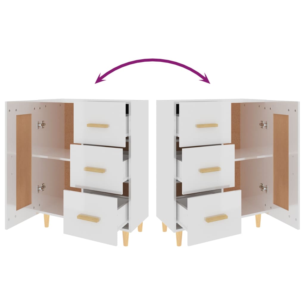 Credenza 69,5x34x90 cm in Legno Multistrato Bianco Lucido - homemem39
