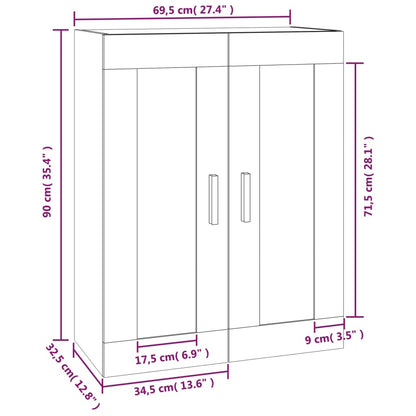 Mobile a Parete Bianco 69,5x32,5x90 cm in Legno Multistrato