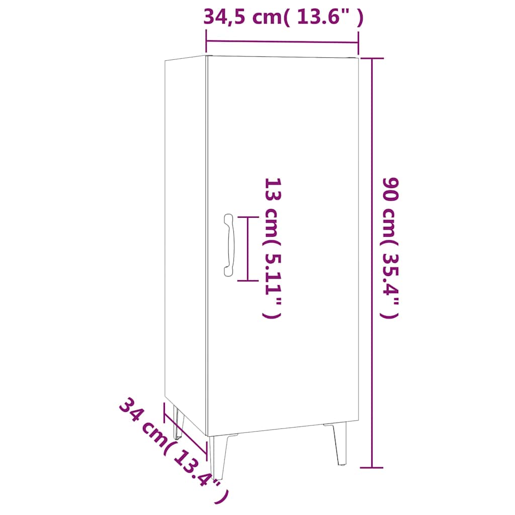 Credenza Grigio Cemento 34,5x34x90 cm in Legno Multistrato