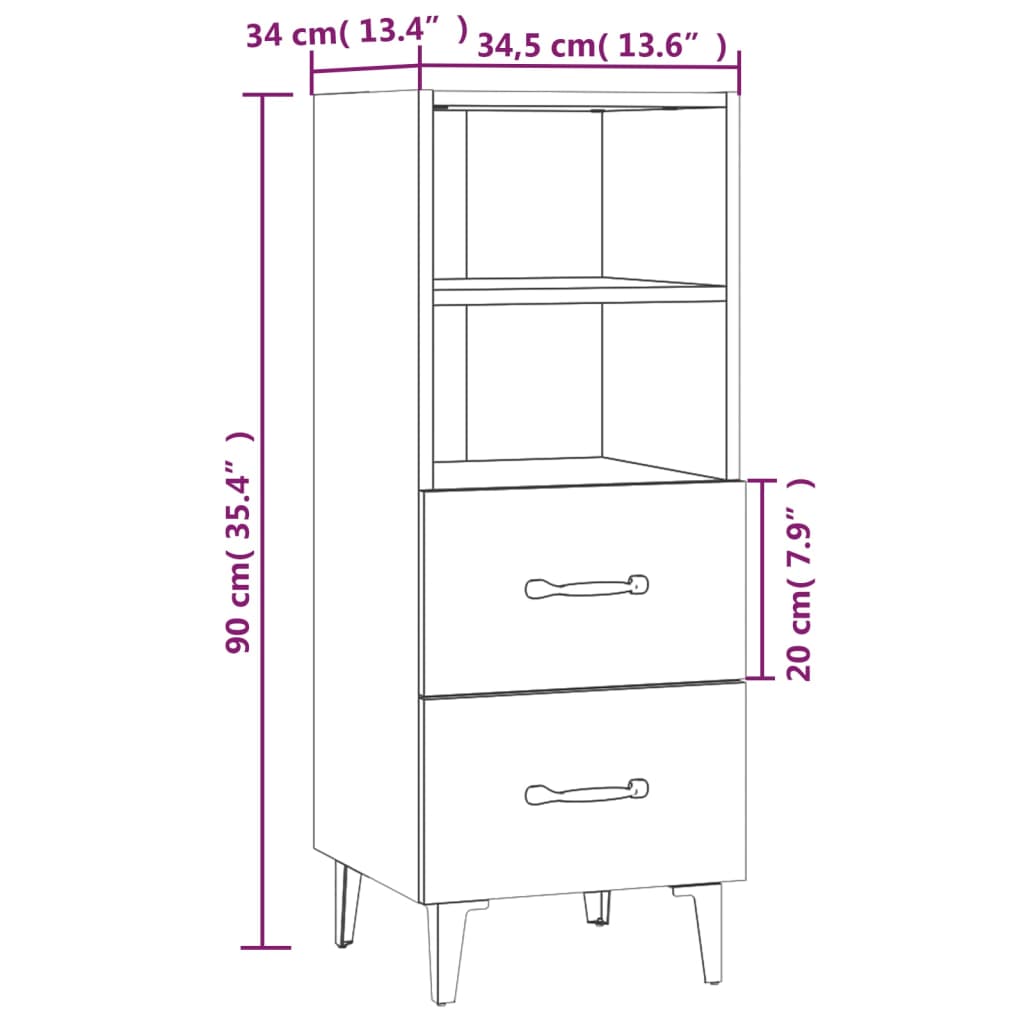 Credenza 34,5x34x90 cm in Legno Multistrato Bianco Lucido