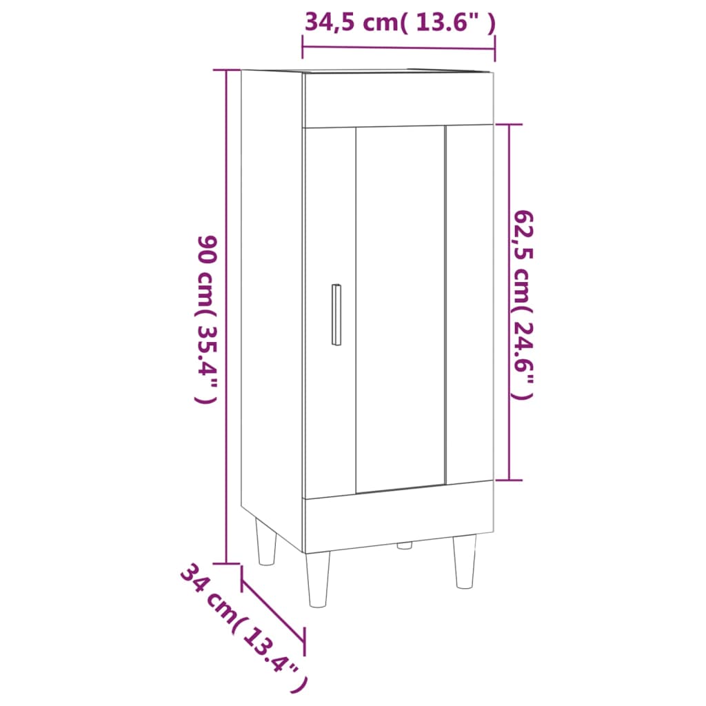 Credenza Grigio Cemento 34,5x34x90 cm in Legno Multistrato
