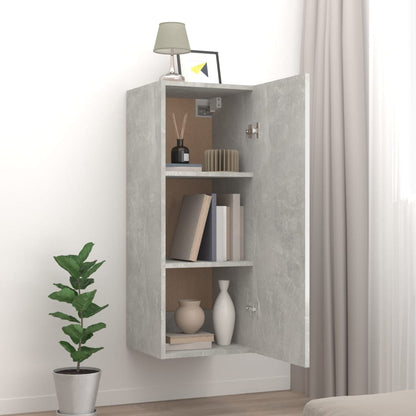 Armadietto a Muro Grigio Cemento 34,5x34x90cm Legno Multistrato | homemem39