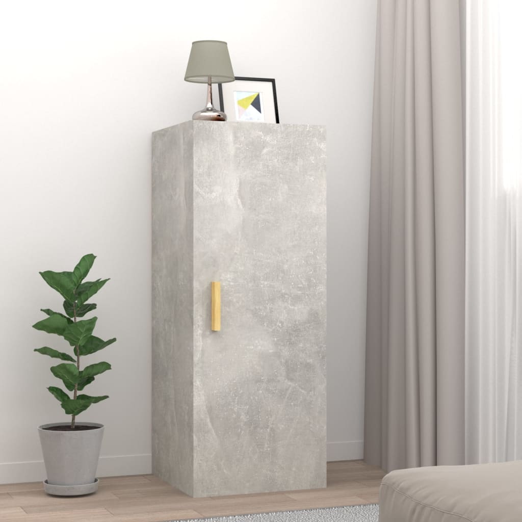 Armadietto a Muro Grigio Cemento 34,5x34x90cm Legno Multistrato | homemem39