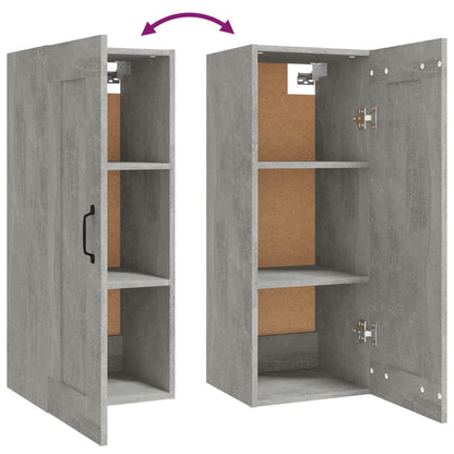 Armadietto a Muro Grigio Cemento 35x34x90 cm Legno Multistrato