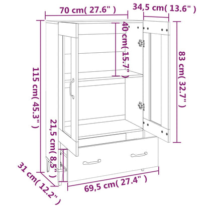 Credenza Bianca 70x31x115 cm in Legno Ingegnerizzato