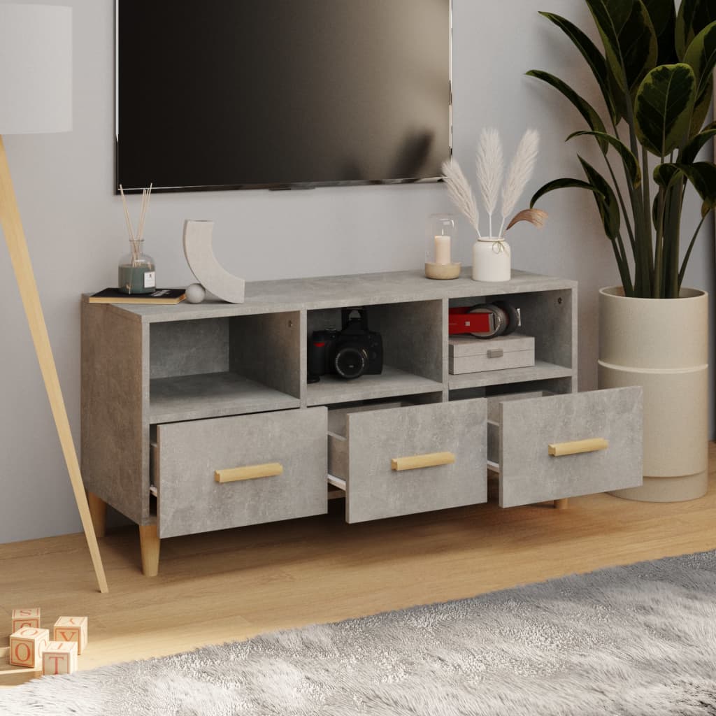 Mobile Porta TV Grigio Cemento 102x36x50 cm Legno Multistrato