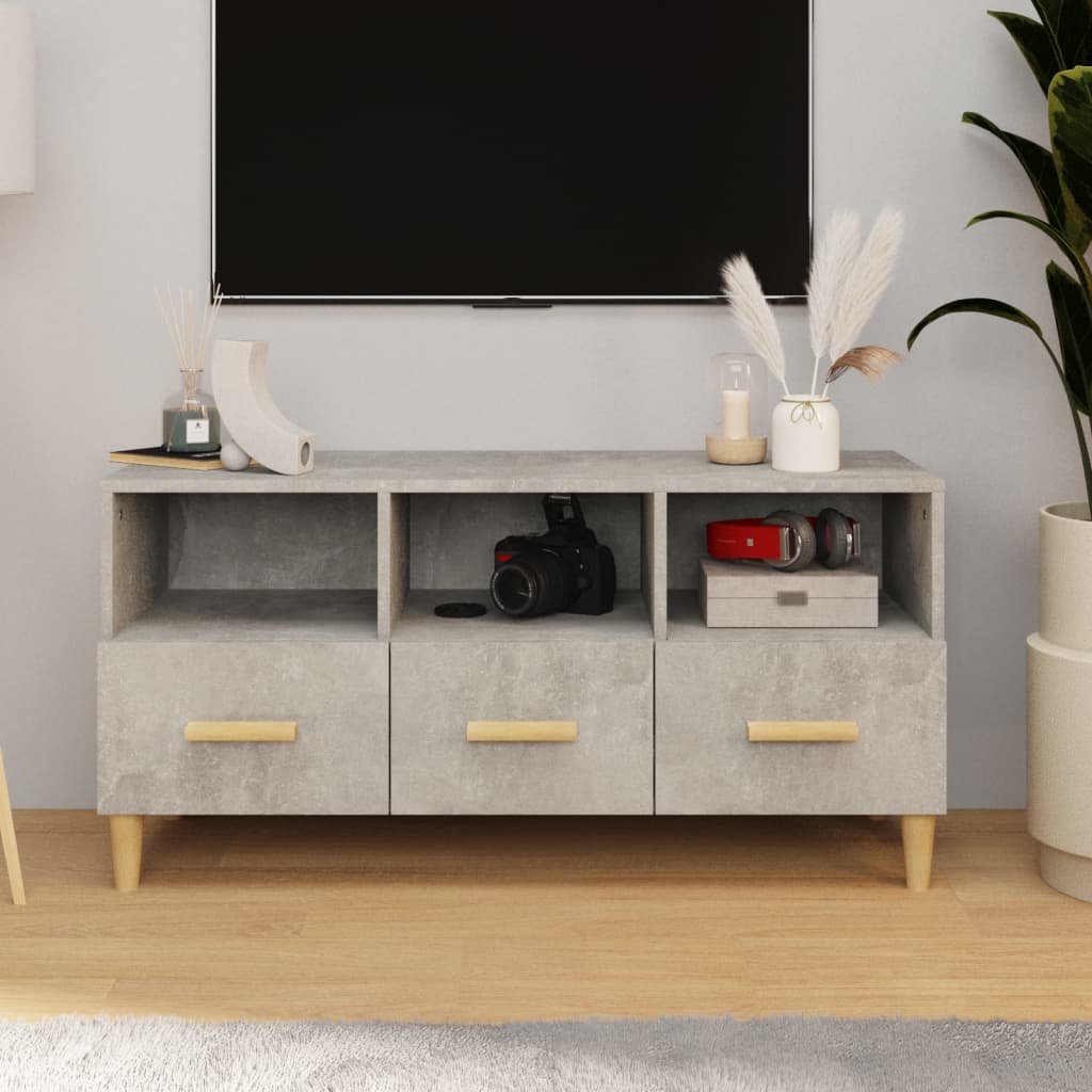 Mobile Porta TV Grigio Cemento 102x36x50 cm Legno Multistrato - homemem39