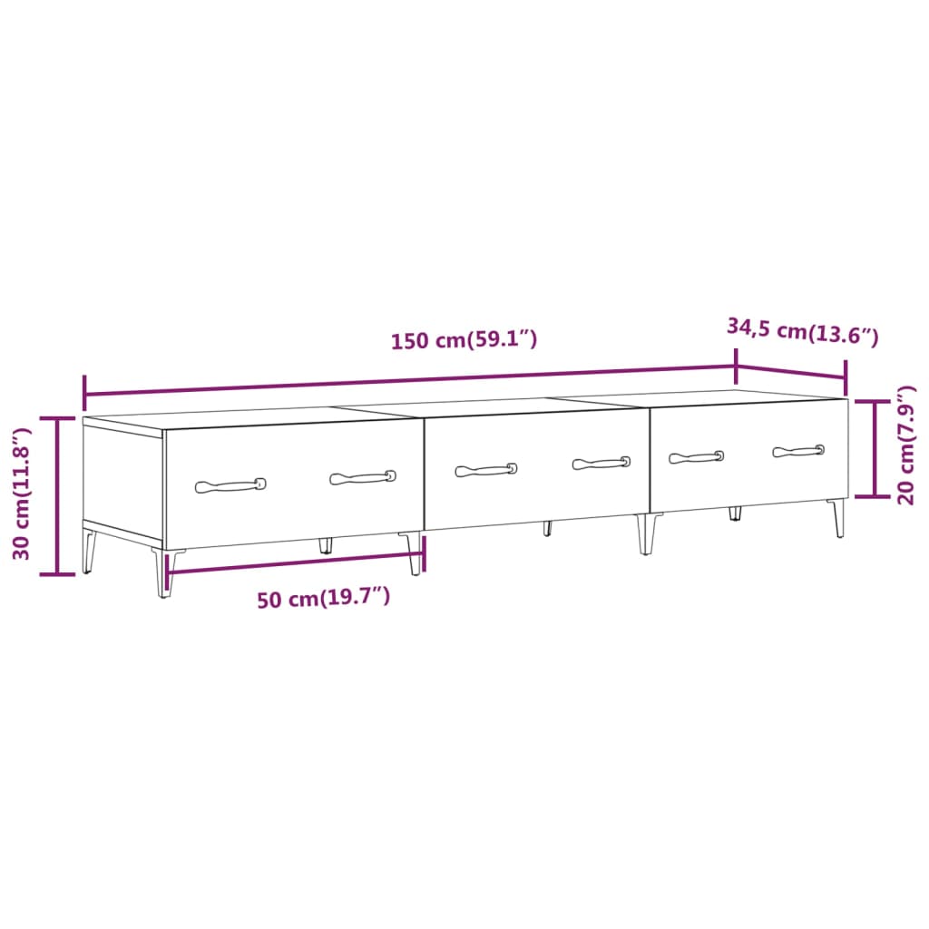 Mobile Porta TV Grigio Cemento 150x34,5x30 cm Legno Multistrato