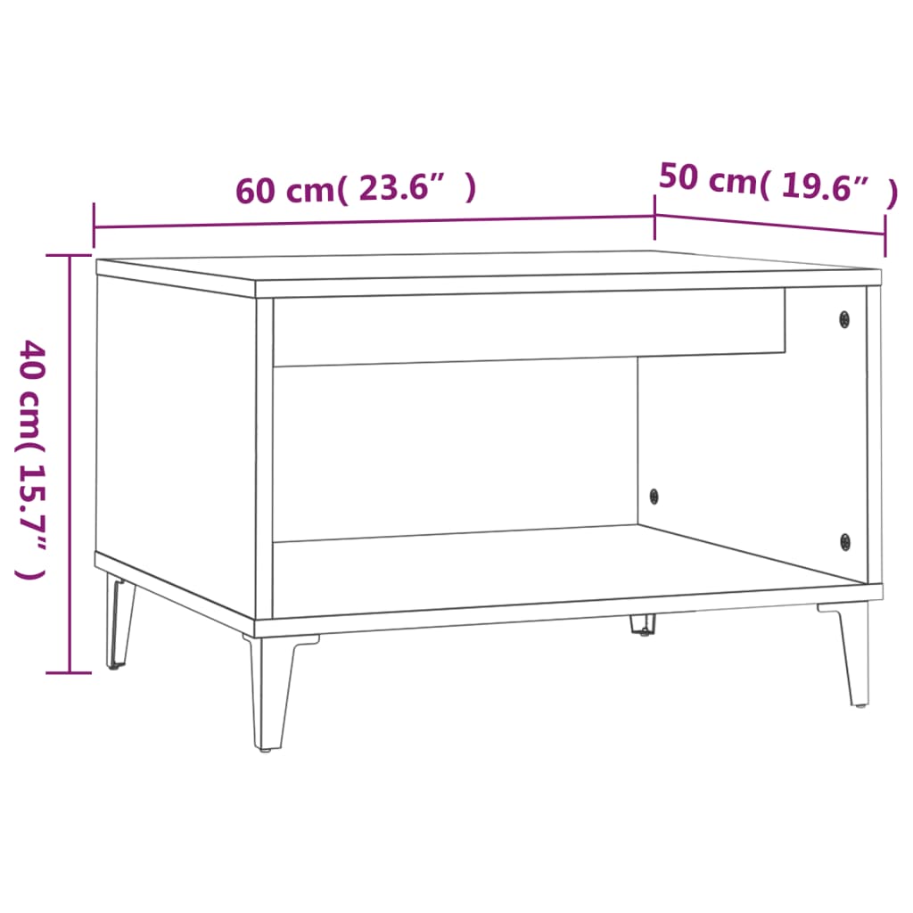 Tavolino da Salotto Nero 60x50x40 cm in Legno Multistrato