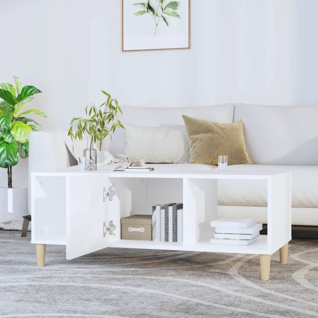 Tavolino da Salotto Bianco 102x50x40 cm in Legno Multistrato | homemem39