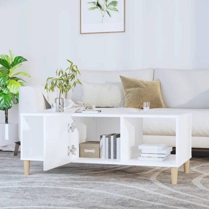 Tavolino da Salotto Bianco 102x50x40 cm in Legno Multistrato | homemem39