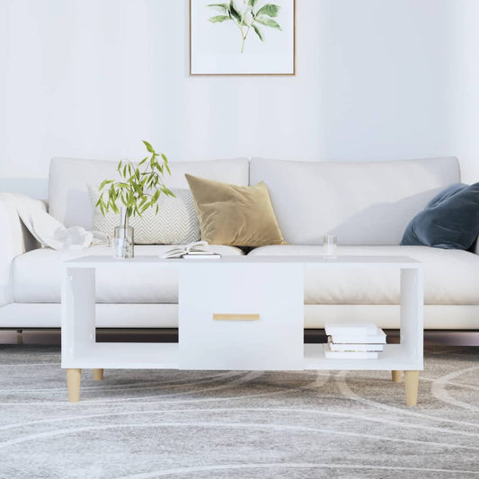 Tavolino da Salotto Bianco 102x50x40 cm in Legno Multistrato | homemem39