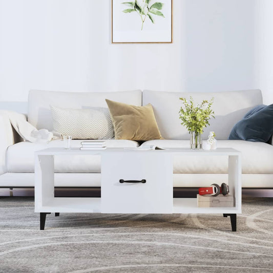 Tavolino da Salotto Bianco 102x50x40 cm in Legno Multistrato | homemem39