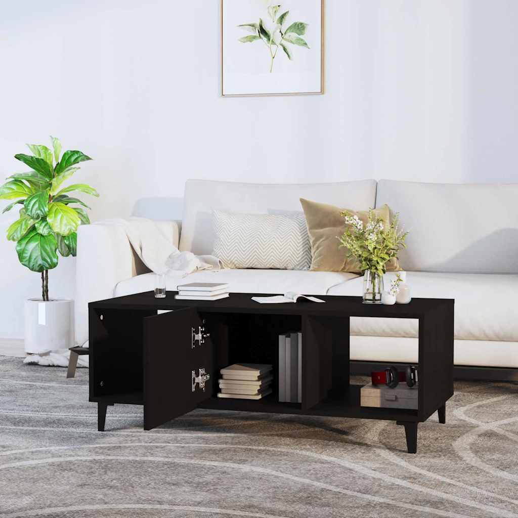 Tavolino da Salotto Nero 102x50x40 cm in Legno Multistrato