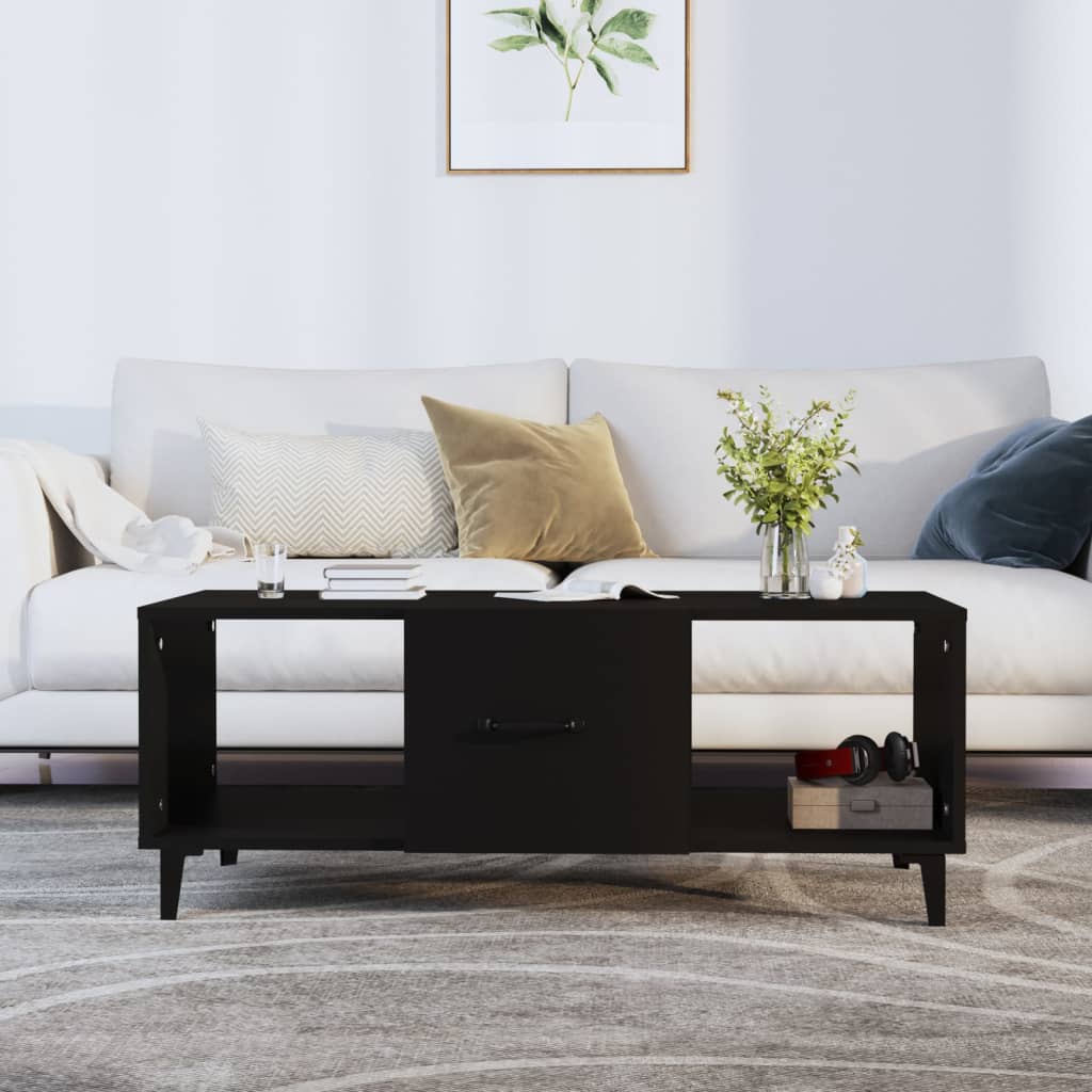 Tavolino da Salotto Nero 102x50x40 cm in Legno Multistrato | homemem39