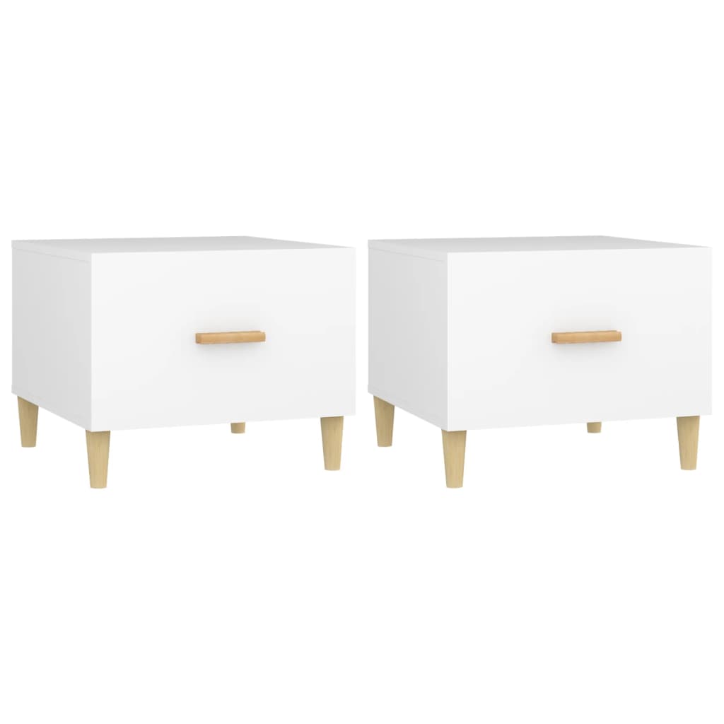 Tavolini da Salotto 2 pz Bianchi 50x50x40 cm Legno Multistrato | homemem39
