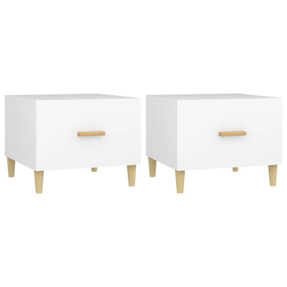 Tavolini da Salotto 2 pz Bianchi 50x50x40 cm Legno Multistrato | homemem39