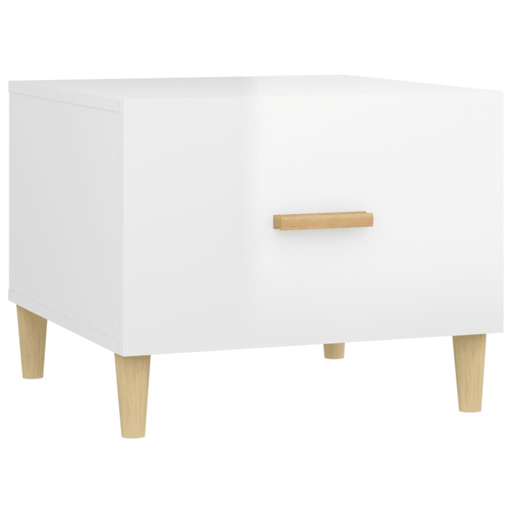 Tavolino da Salotto Bianco Lucido 50x50x40 cm Legno Multistrato | homemem39