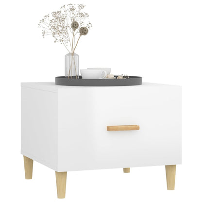 Tavolino da Salotto Bianco Lucido 50x50x40 cm Legno Multistrato | homemem39