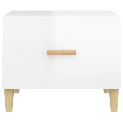 Tavolino da Salotto Bianco Lucido 50x50x40 cm Legno Multistrato | homemem39