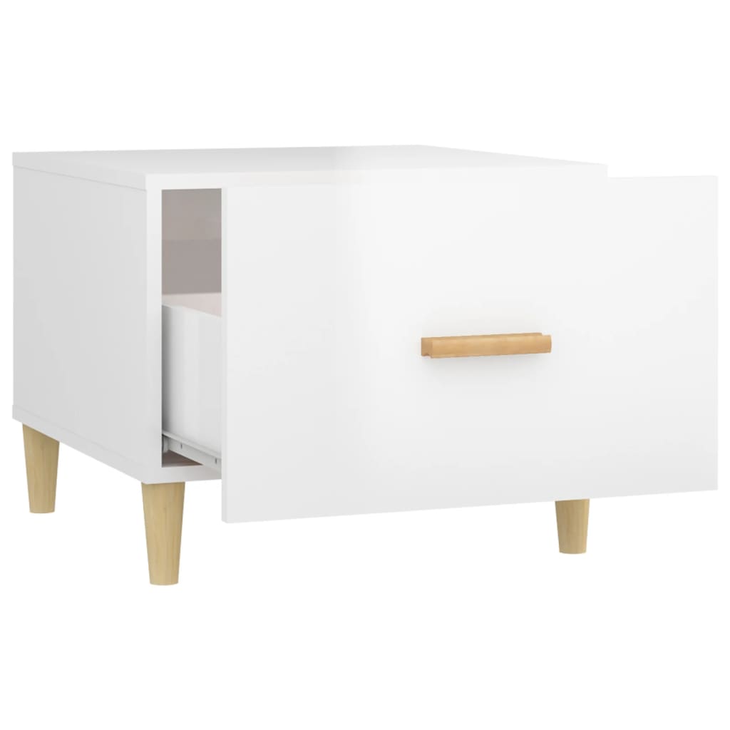 Tavolino da Salotto Bianco Lucido 50x50x40 cm Legno Multistrato | homemem39