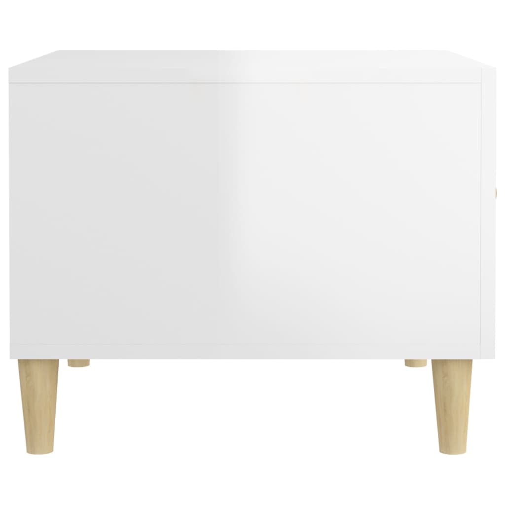 Tavolini Salotto 2pz Bianco Lucido 50x50x40cm Legno Multistrato