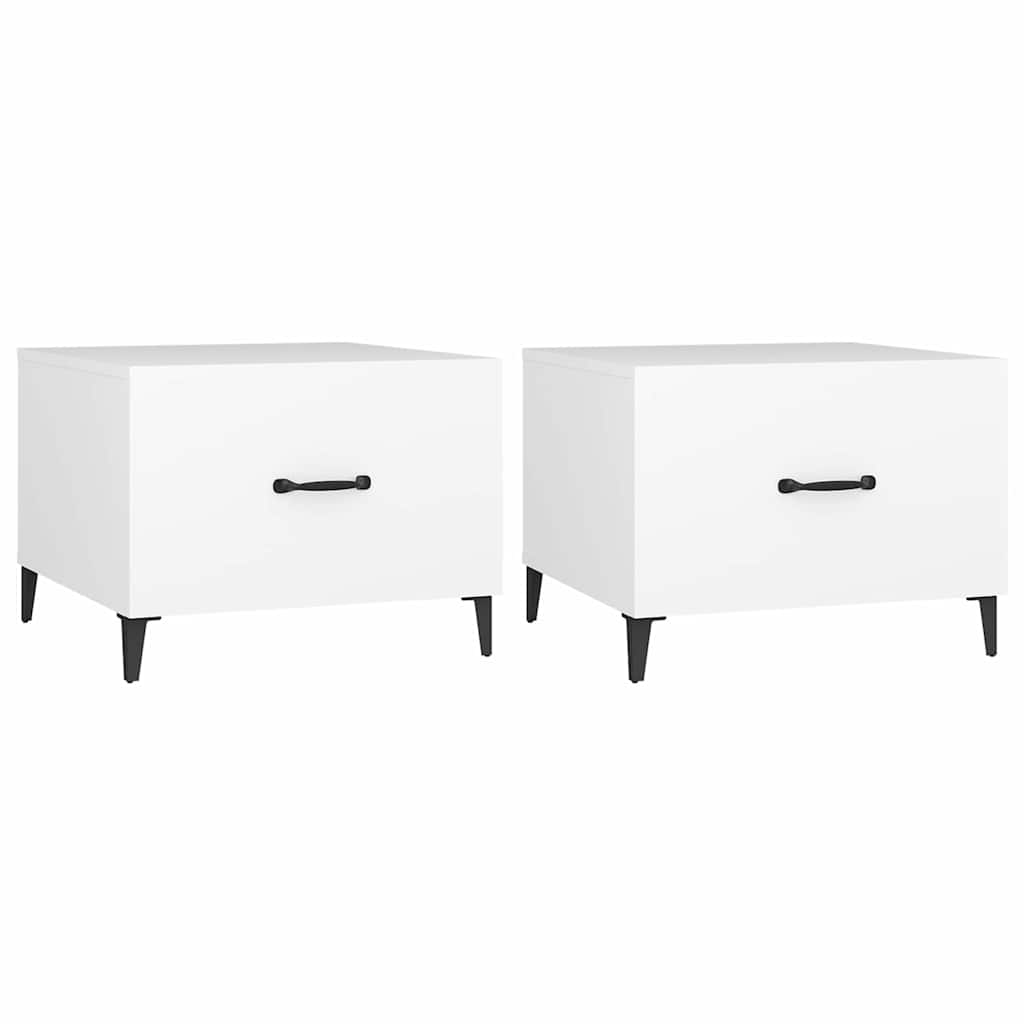 Tavolini da Salotto Gambe in Metallo 2 pz Bianchi 50x50x40 cm
