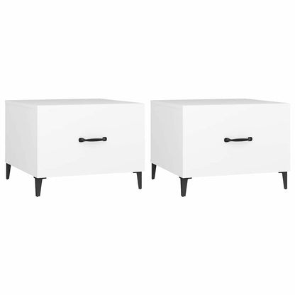 Tavolini da Salotto Gambe in Metallo 2 pz Bianchi 50x50x40 cm
