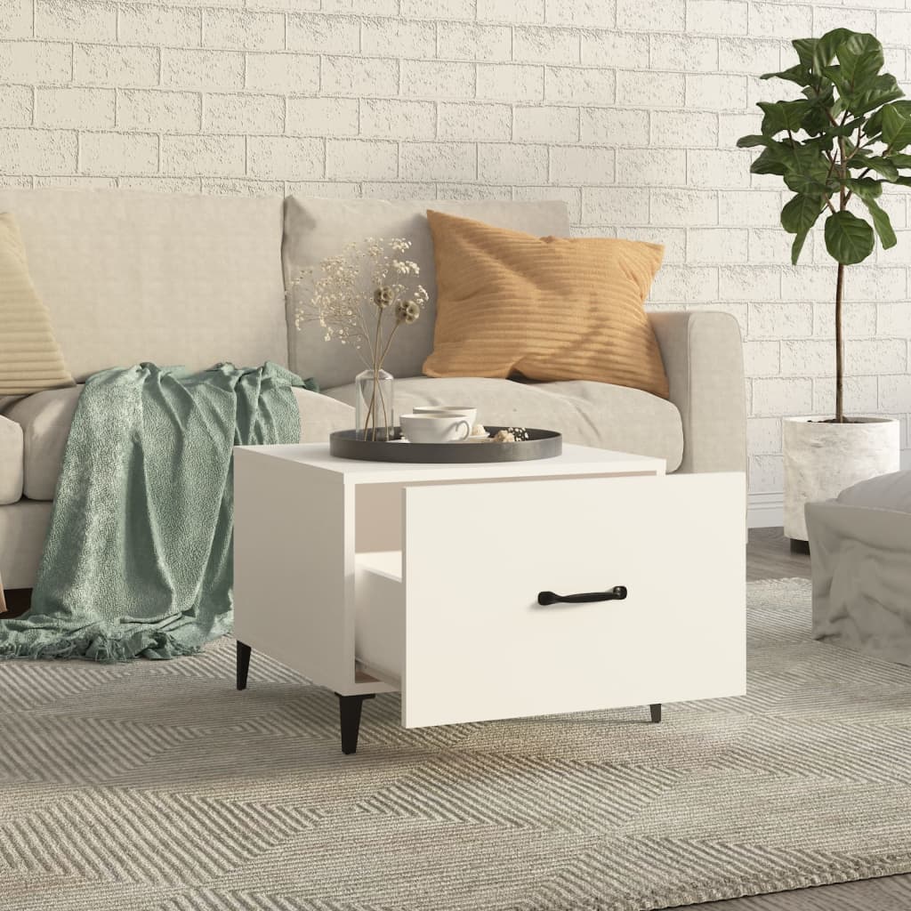 Tavolini da Salotto Gambe in Metallo 2 pz Bianchi 50x50x40 cm | homemem39