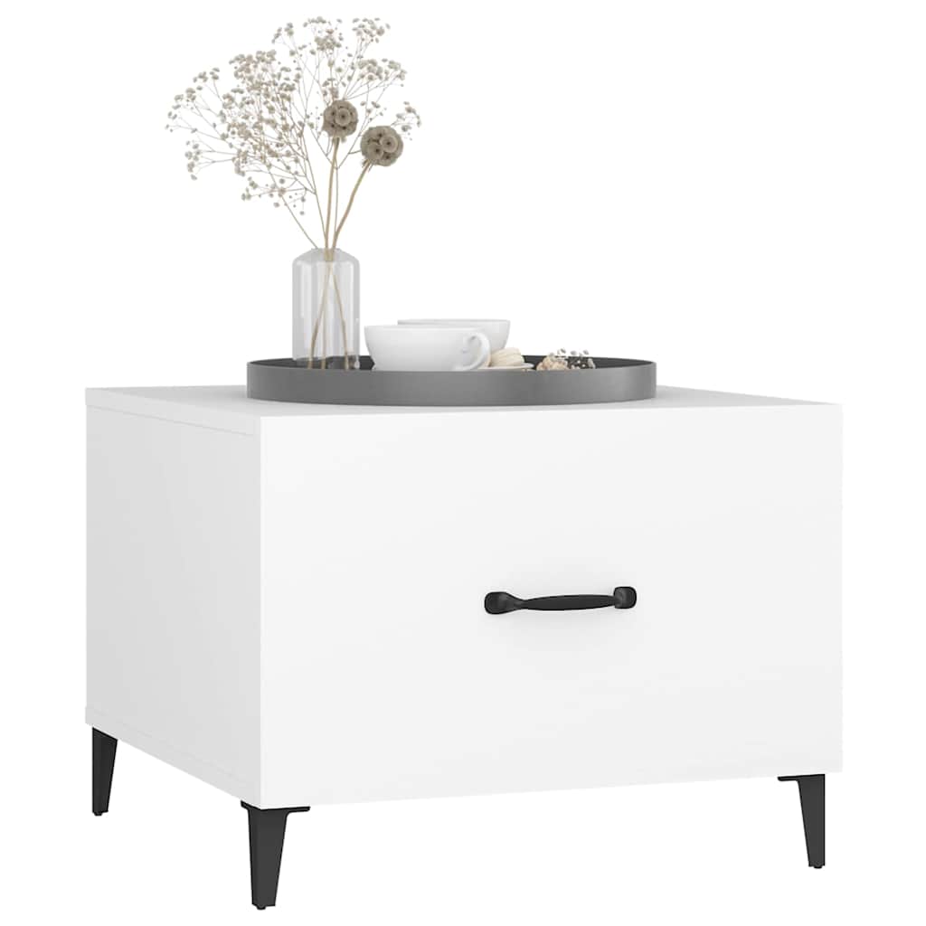 Tavolini da Salotto Gambe in Metallo 2 pz Bianchi 50x50x40 cm