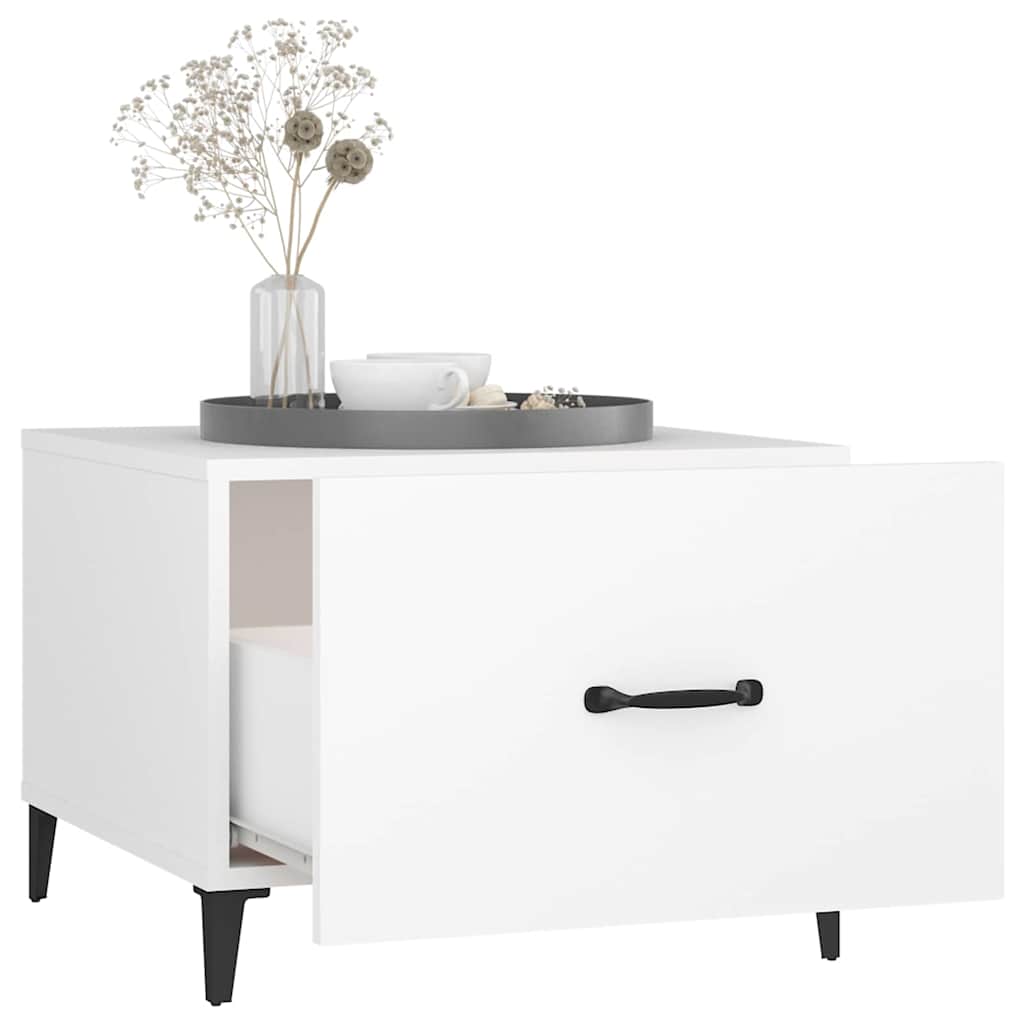 Tavolini da Salotto Gambe in Metallo 2 pz Bianchi 50x50x40 cm