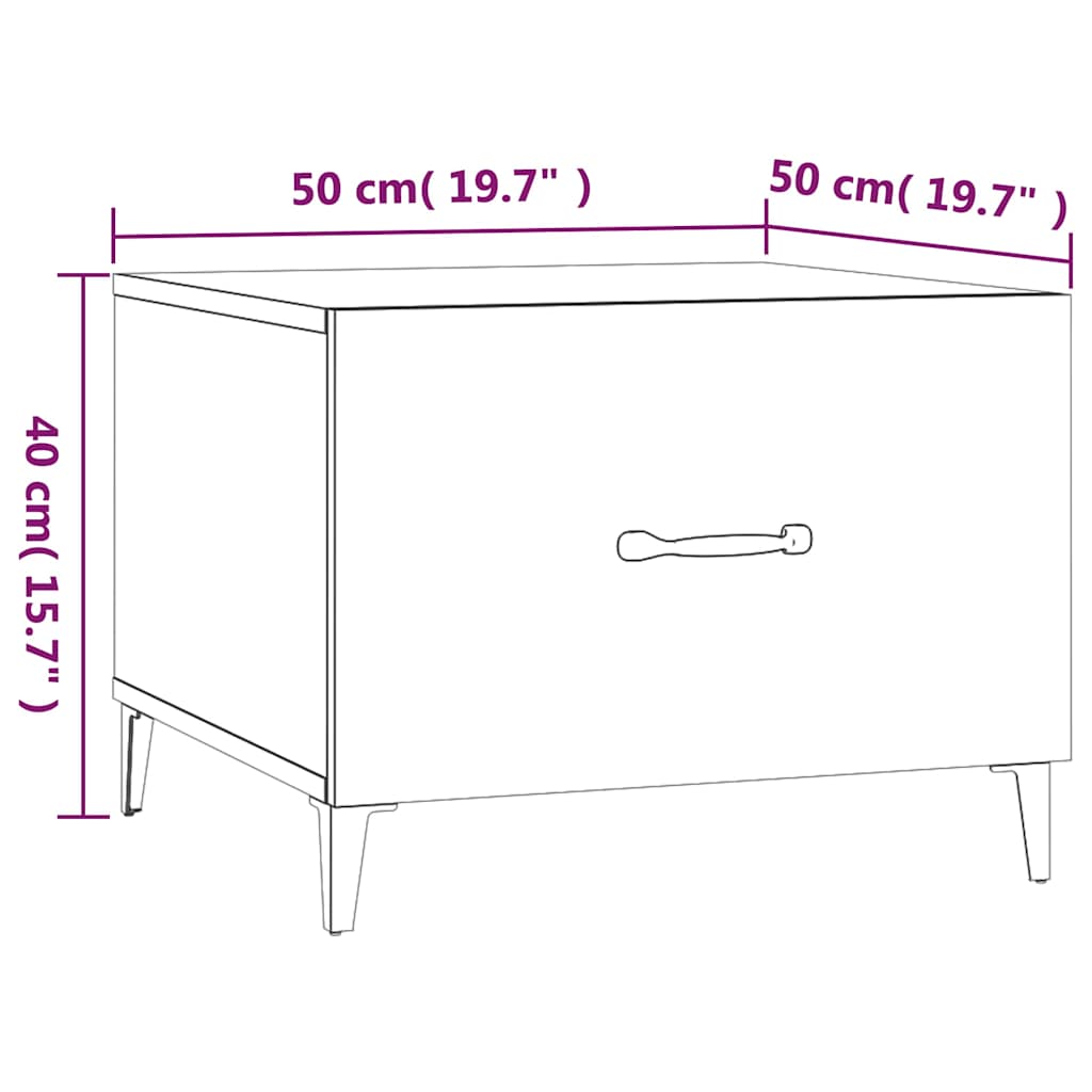 Tavolini da Salotto Gambe in Metallo 2 pz Bianchi 50x50x40 cm