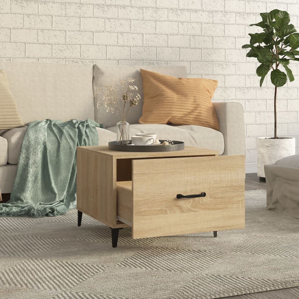 Tavolino da Salotto Gambe in Metallo Rovere Sonoma 50x50x40 cm | homemem39