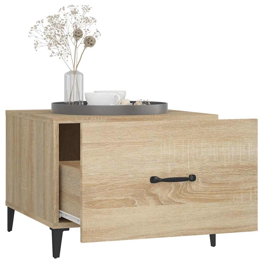 Tavolino da Salotto Gambe in Metallo Rovere Sonoma 50x50x40 cm