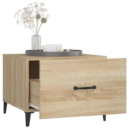 Tavolino da Salotto Gambe in Metallo Rovere Sonoma 50x50x40 cm