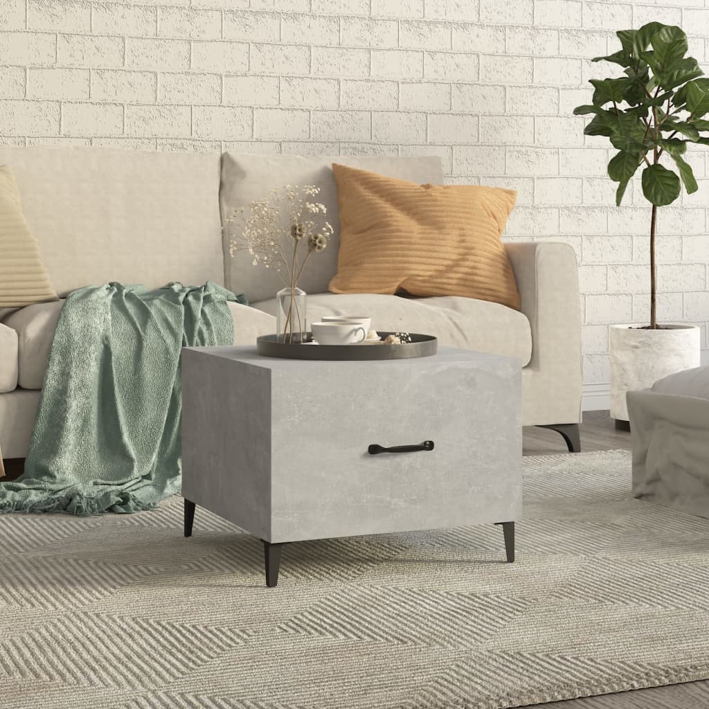 Tavolino da Salotto Gambe in Metallo Grigio Cemento 50x50x40 cm | homemem39
